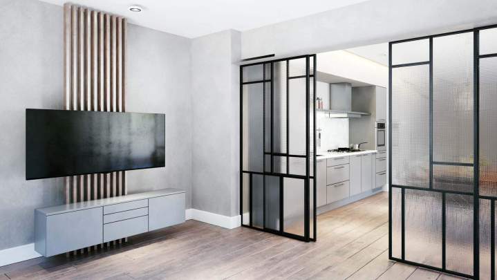 Installation porte coulissante en verre Laval